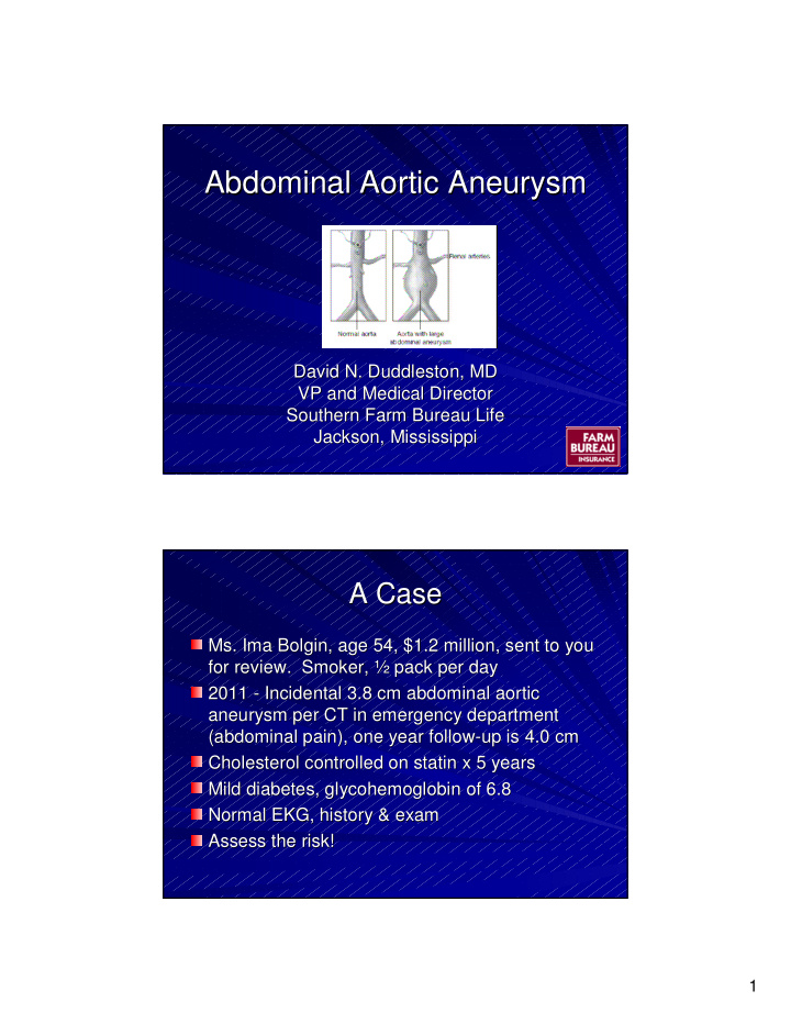 abdominal aortic aneurysm abdominal aortic aneurysm