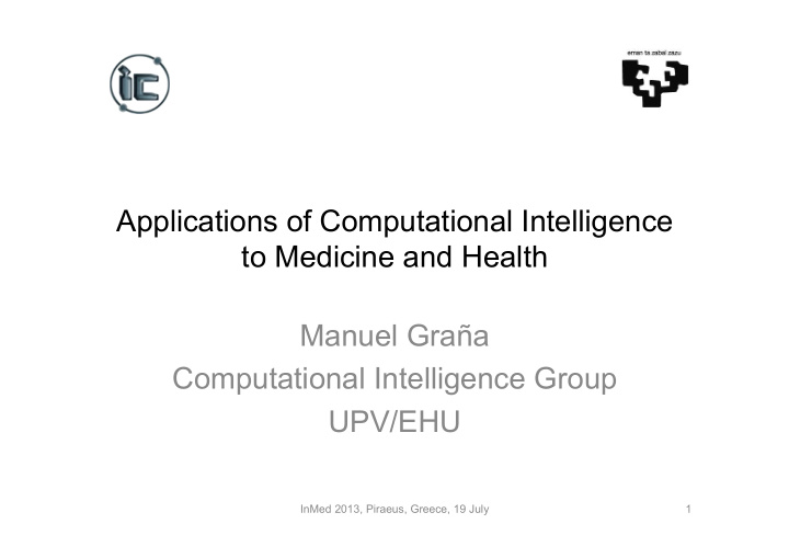 applications of computational intelligence to medicine