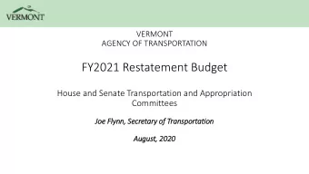 FY2021 Restatement Budget  House and Senate Transportation and Appropriation  Committees  Jo  Joe