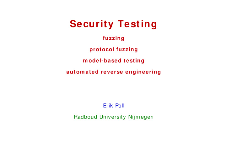 security testing