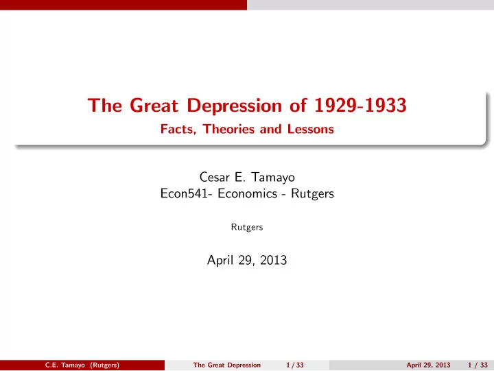 the great depression of 1929 1933