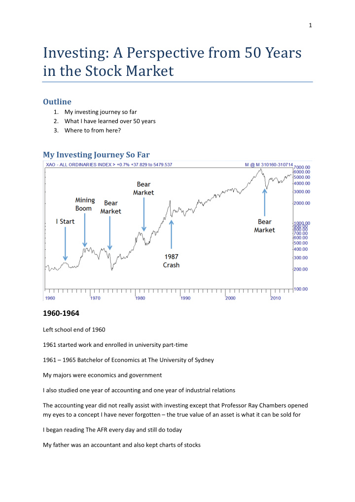 investing a perspective from 50 years in the stock market