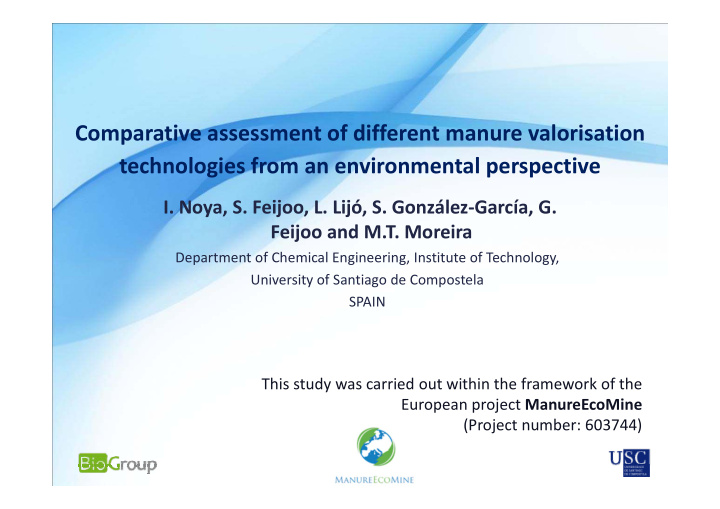 comparative assessment of different manure valorisation