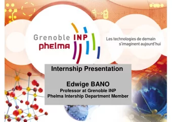 Internship Presentation  Edwige BANO  Professor at Grenoble INP  Phelma Intership Department Member