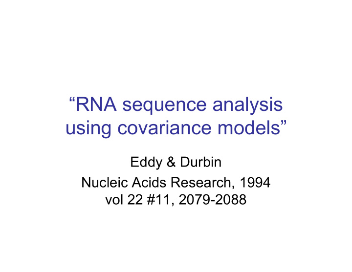 rna sequence analysis using covariance models
