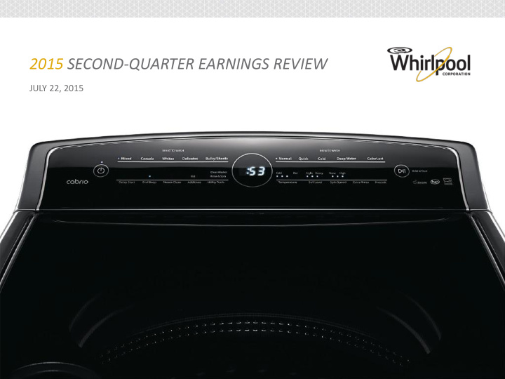 2015 second quarter earnings review