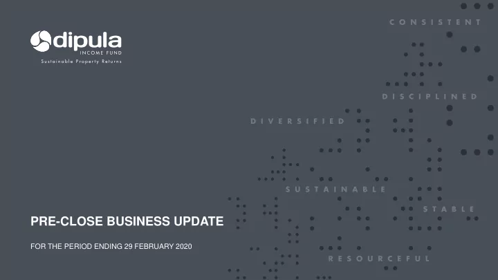 pre close business update