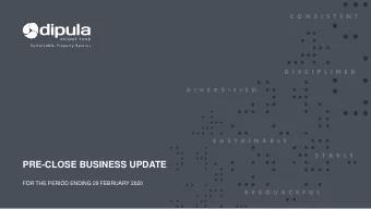 PRE-CLOSE BUSINESS UPDATE  FOR THE PERIOD ENDING 29 FEBRUARY 2020  AGENDA  01  02  03  S T R A T E