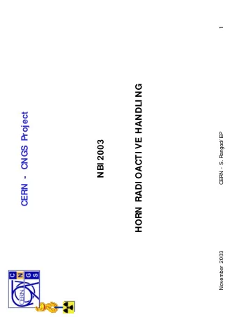 HORN RADI OACTI VE HANDLI NG  CERN - CNGS Project  CERN - S. Rangod/ EP  NBI 2003  November 2003