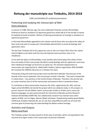 2 Perspectives  Abdel Kadef HAIDARA  Comme disait ma collgue Dr. Maria Luisa Russo, ce projet a