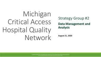 Michigan  Strategy Group #2  Critical Access  Data Management and  Analysis  Hospital Quality