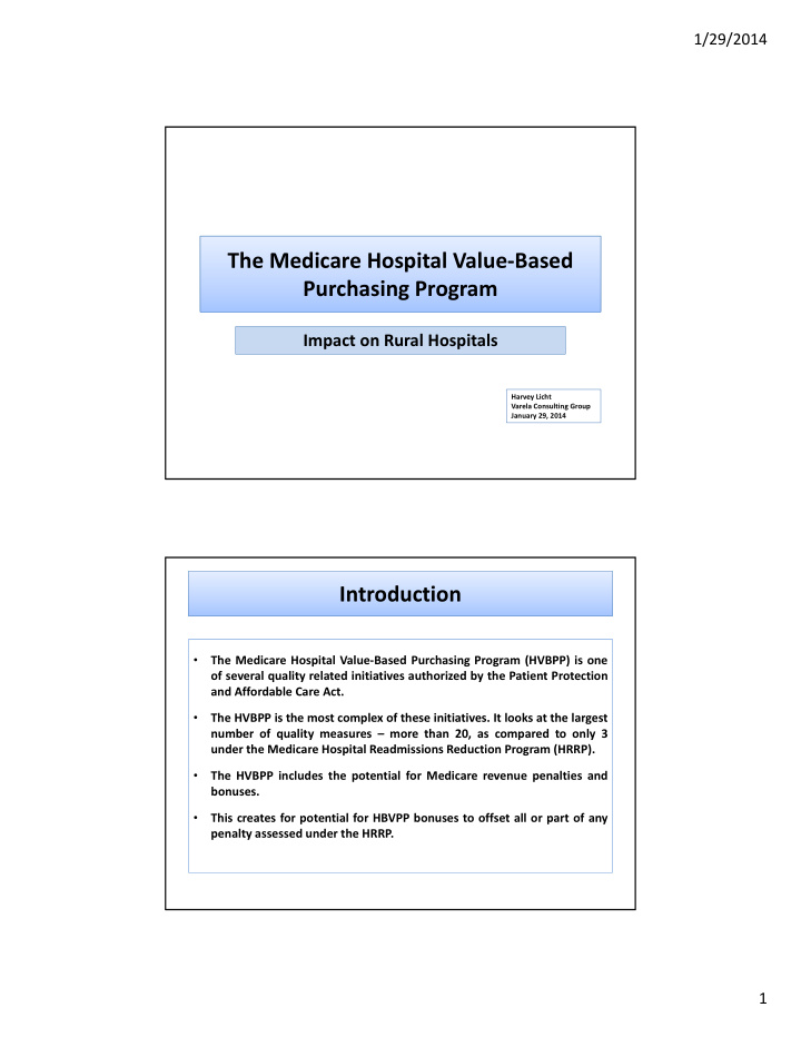the medicare hospital value based purchasing program