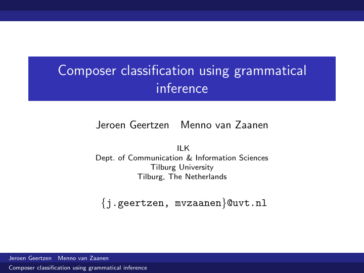 composer classification using grammatical inference