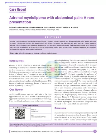 Adrenal myelolipoma with abdominal pain: A rare  presentation  Santosh Kumar Mondal, Sanjay