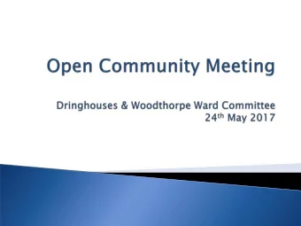 Ag  Agen  enda  da  Presentation on One Planet York  Presentation on GoodGym  Ward Budget