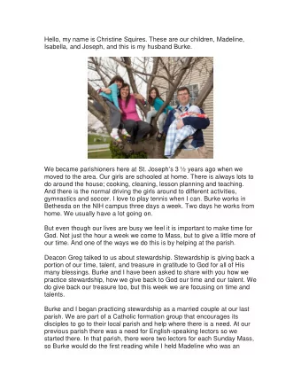 Hello, my name is Christine Squires. These are our children, Madeline,  Isabella, and Joseph, and