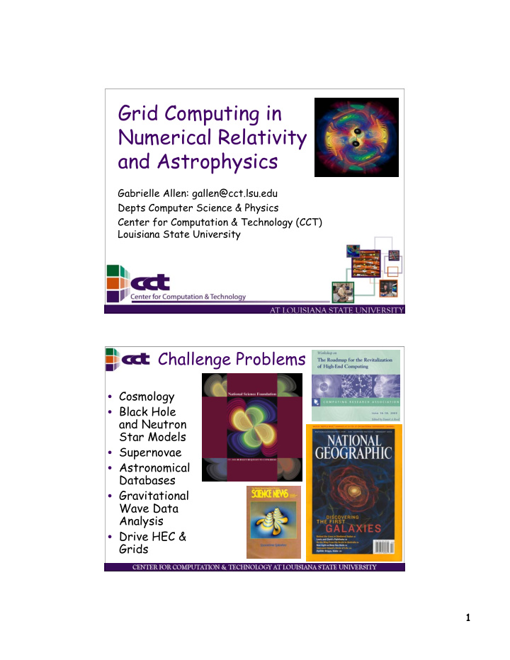 grid computing in numerical relativity and astrophysics