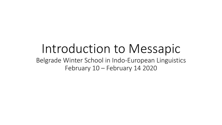 introduction to messapic