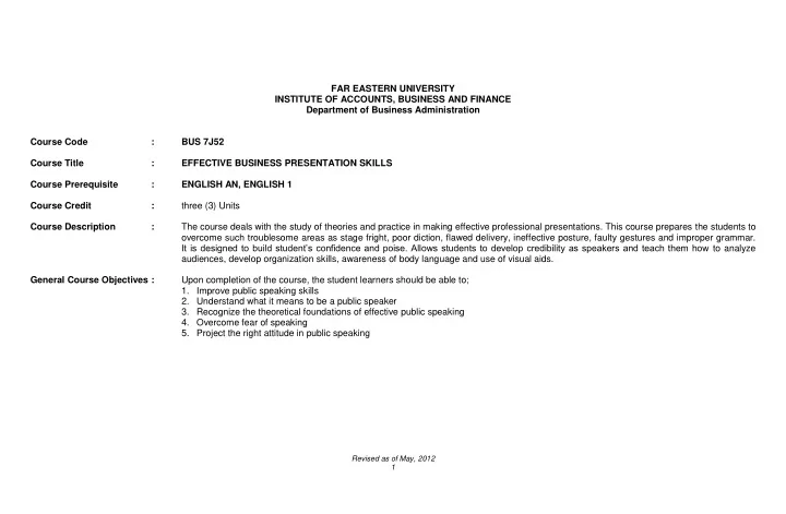 far eastern university institute of accounts business and
