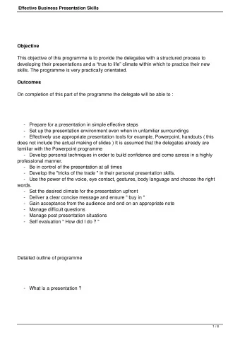 Objective  This objective of this programme is to provide the delegates with a structured process