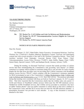 II Mitchell F. Brecher  GreenbergTraurig  (202) 331-3152  BrecherM@gtlaw.com February 14, 2017  VIA