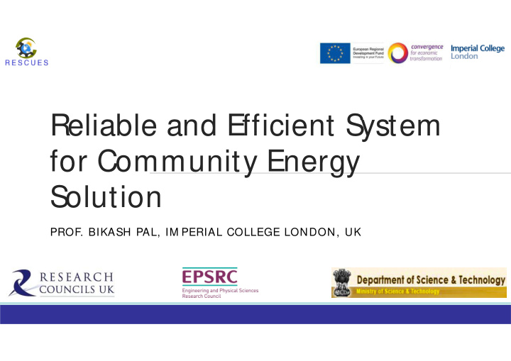 reliable and efficient s ystem for community energy