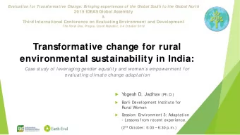 Transformative change for rural  environmental sustainability in India:  Case st udy of  leveraging