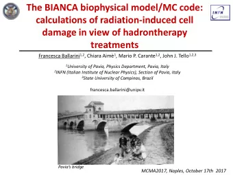 calculations of radiation-induced cell  damage in view of hadrontherapy  treatments Francesca