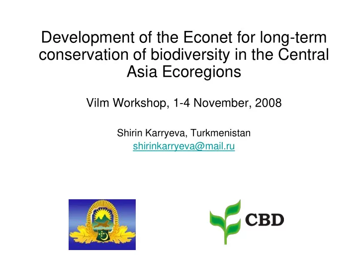 development of the econet for long term