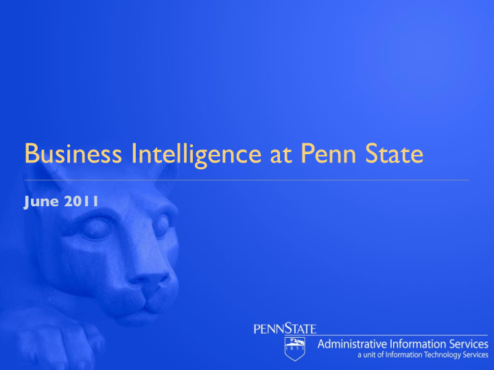 business intelligence at penn state