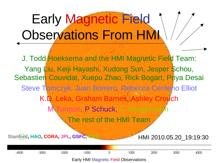 early magnetic field observations from hmi