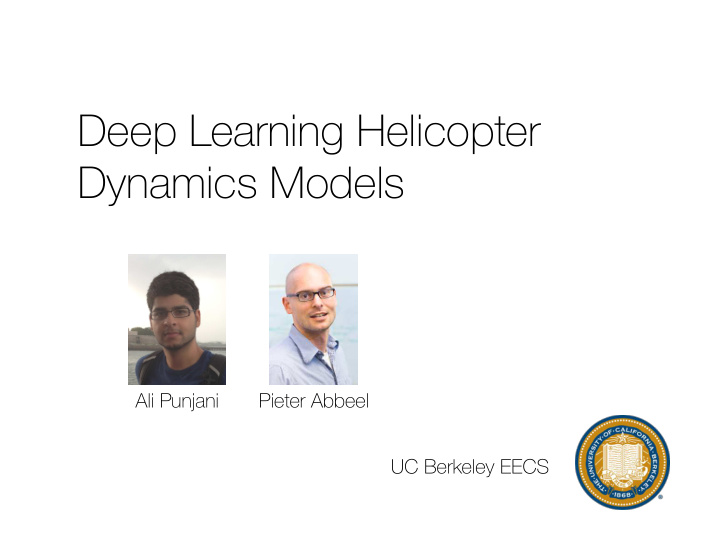 deep learning helicopter dynamics models