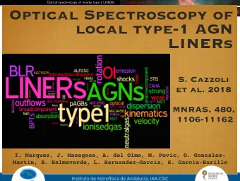 Optical Spectroscopy of  local type-1 AGN  LINERs  S. Cazzoli  et al. 2018  MNRAS, 480,  1106-11162