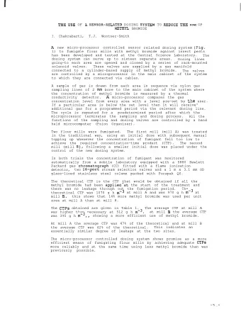 Concentration- Tine Products (CTFS) of methyl bromide  Table 1. obtained at Mill X and Mill B. CTPs