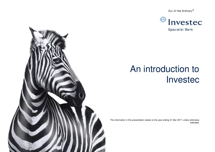 an introduction to investec