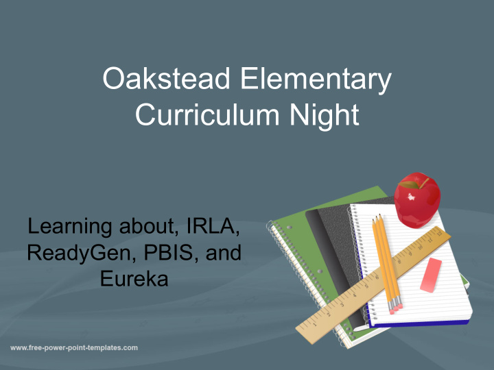 oakstead elementary curriculum night