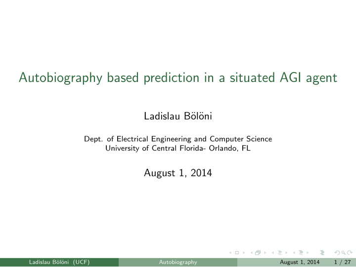 autobiography based prediction in a situated agi agent