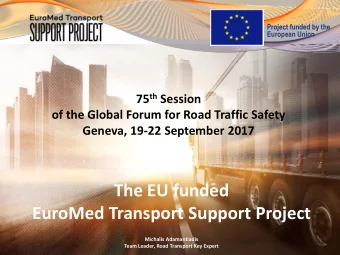 The EU funded  EuroMed Transport Support Project  Michalis Adamantiadis  Team Leader, Road