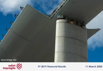 Photo TBU  Genoa Bridge, Italy  FY 2019 Financial Results  11 March 2020  Agenda  Business update