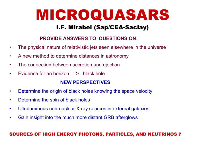 microquasars microquasars