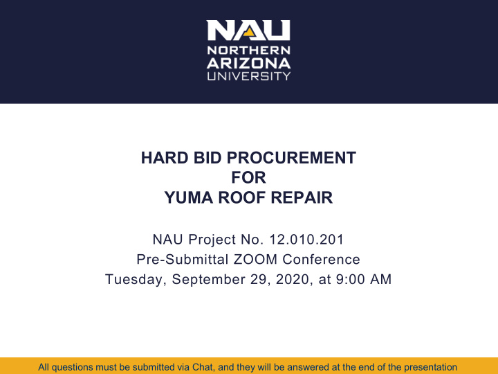 hard bid procurement for yuma roof repair