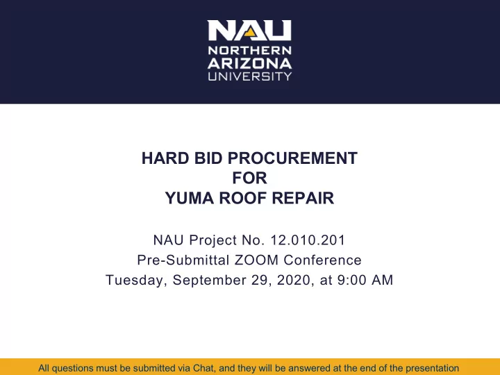 hard bid procurement for yuma roof repair