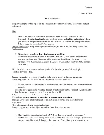 October 6, 2020  Notes for Week 8  People wanting to write a paper for the course could decide to