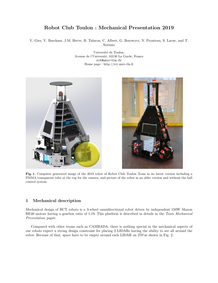 robot club toulon mechanical presentation 2019