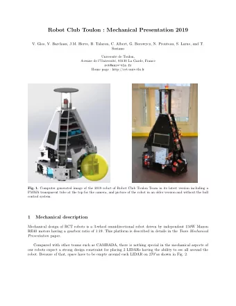 Robot Club Toulon : Mechanical Presentation 2019  V. Gies, V. Barchasz, J.M. Herve, B. Talaron, C.