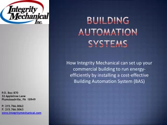 efficiently by installing a cost-effective  Building Automation System (BAS)  P.O. Box 870  32