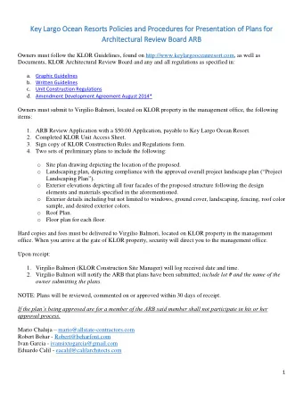 Key L  Largo O  Ocean R  Resorts Poli  licie  ies a  and Procedures f  for P  Presentatio  ion o