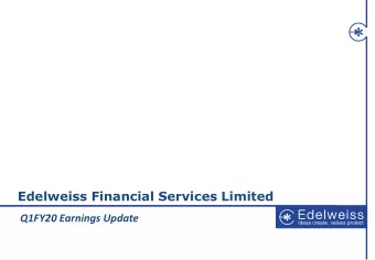 Edelweiss Financial Services Limited  Q1FY20 Earnings Update  Contents  Quarterly Performance