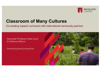 Classroom of Many Cultures  Co-creating support curriculum with international community partners