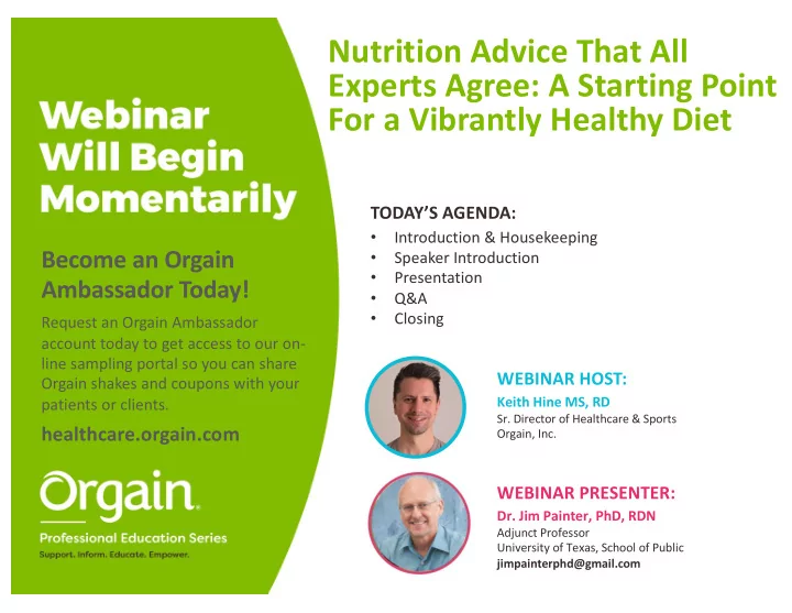 nutrition advice that all experts agree a starting point